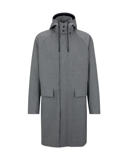 Boss Gray Hooded Long Coat for men