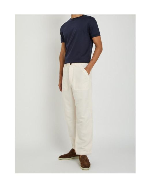 Brunello Cucinelli White Relaxed Linen And Cotton-Blend Trousers for men