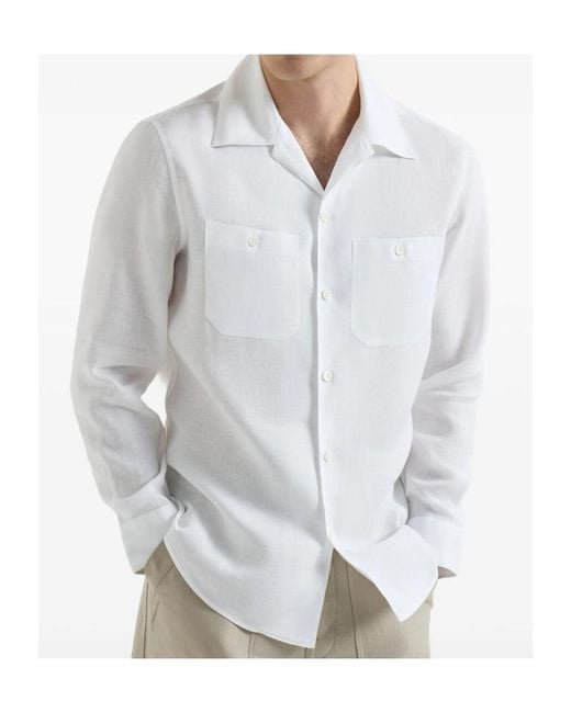 Brunello Cucinelli White Linen Shirt for men