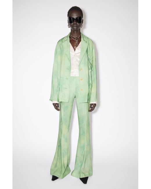 Acne Green Marbel Print Flared Pants