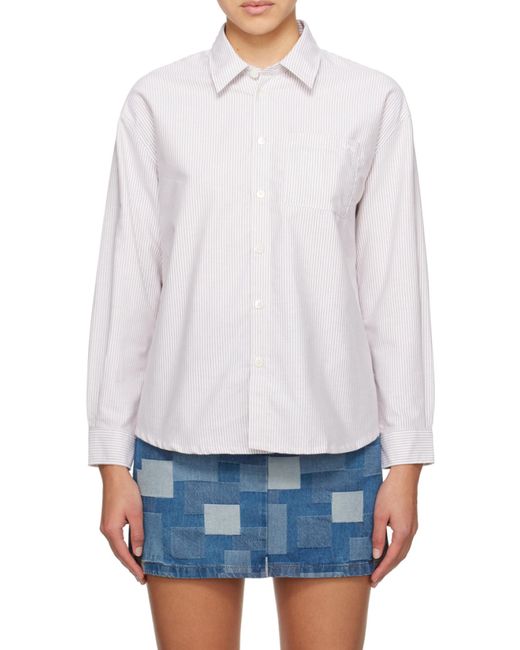 A.P.C. White Greg Striped Long-Sleeve Shirt