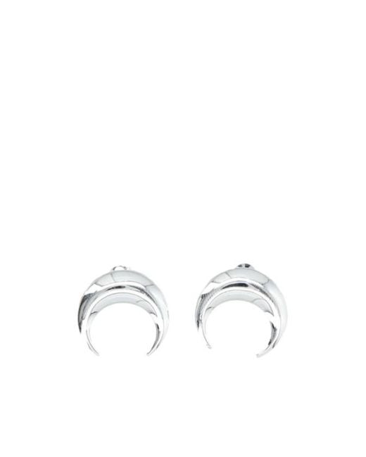 MARINE SERRE White Mini Moon Earrings