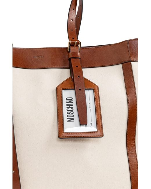 Moschino White Logo Embellished Shopper Bag for men