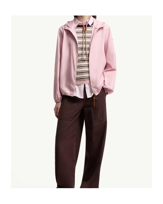 Moncler Pink Logo Patch Hooded Jacket