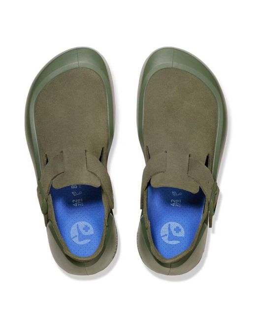Birkenstock Green Reykjavik Buckle-Strap Nubuck-Leather Sneakers for men
