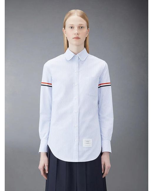 Thom Browne White 4-Bar Striped Shirt