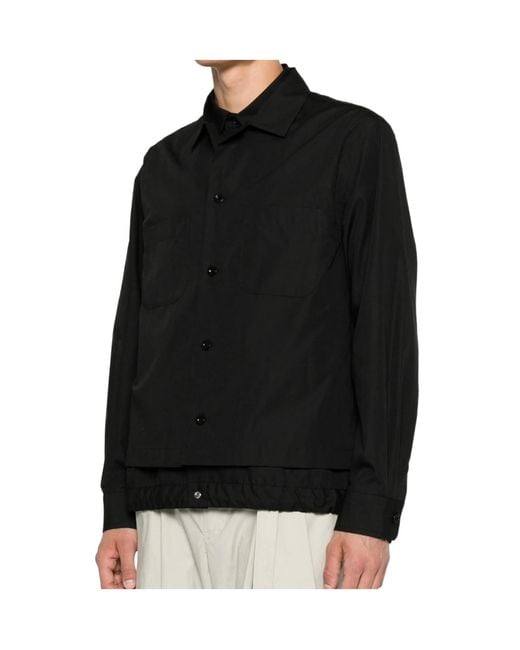 Sacai Black Layered Long-Sleeve Shirt for men