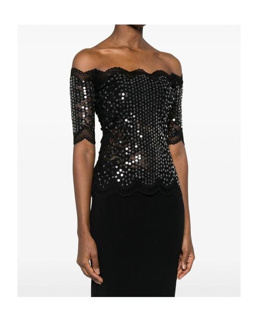 Rabanne Black Sequin Lace Top
