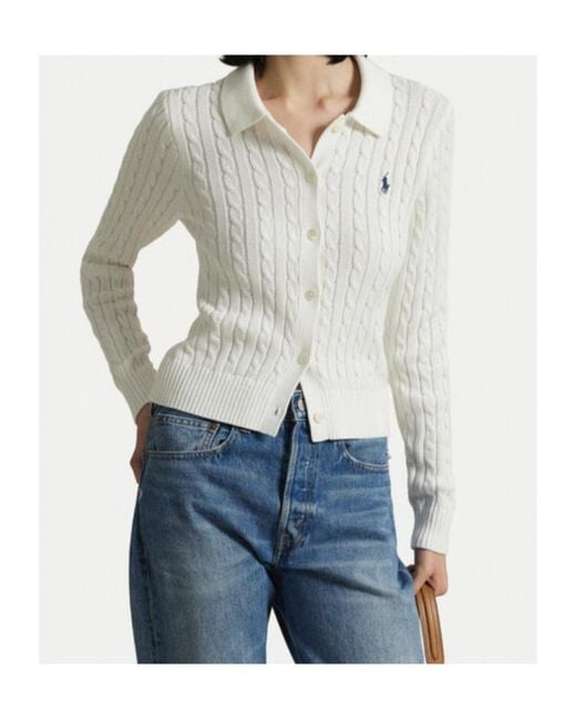 Polo Ralph Lauren White Pony Embroidered Cardigan