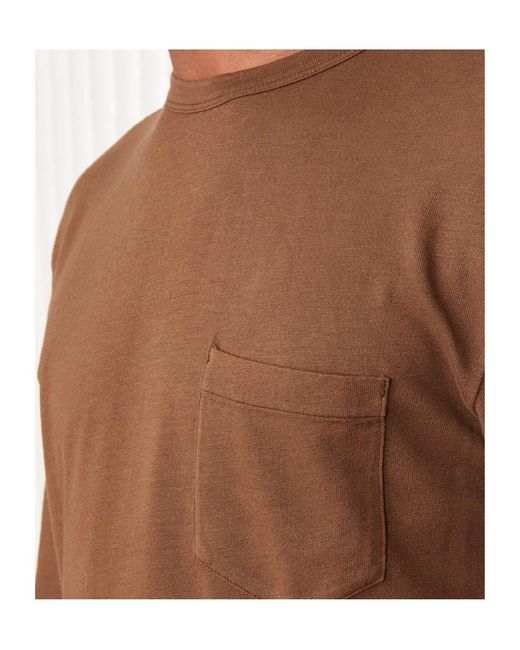 Officine Generale Brown Officine Générale Pocket Short Sleeve T-Shirt for men