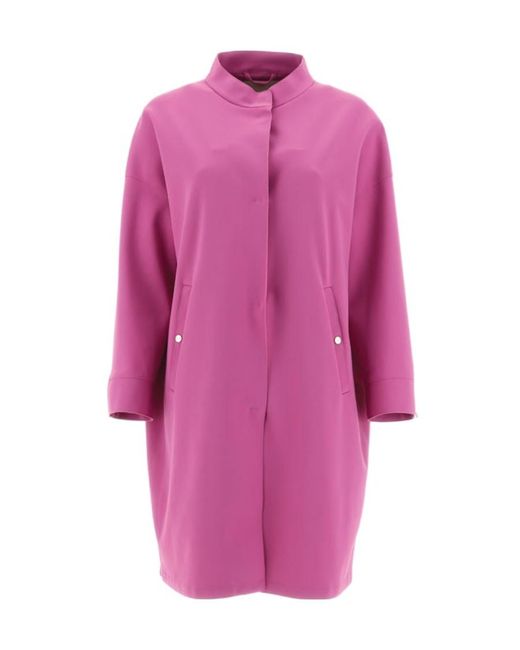 Herno Pink High-Neck Concealed-Fastening Coat