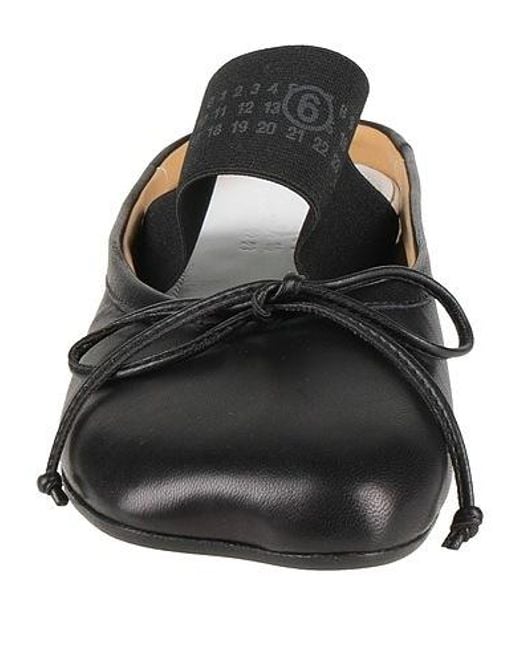 MM6 by Maison Margiela Black Genuine Leather Mules