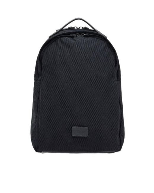 Giorgio Armani Blue Mesh Backpack With Leather Inserts And Adjustable Shoulder Straps for men