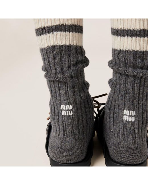 Miu Miu Gray Wool And Cashmere Socks