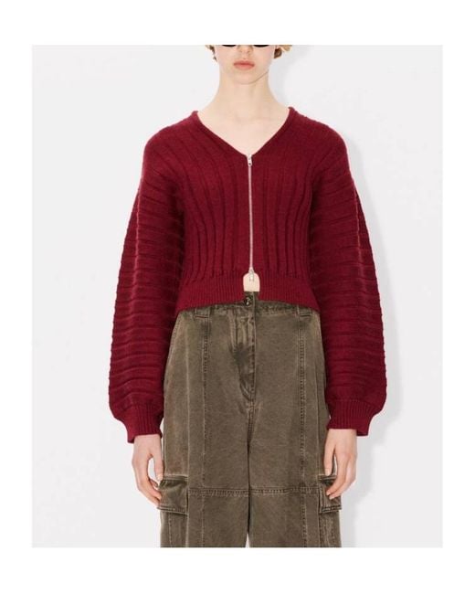 KENZO 3D' Embroidered Rib-Knit Cardigan