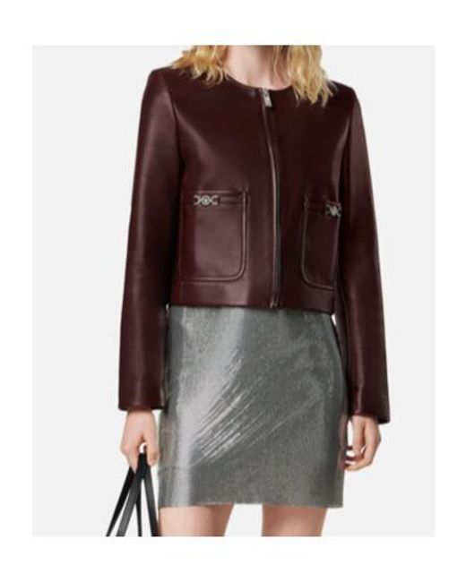 Versace Purple Leather Zipped Jacket
