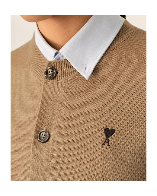 AMI Natural Ami De Coeur Crewneck Cardigan