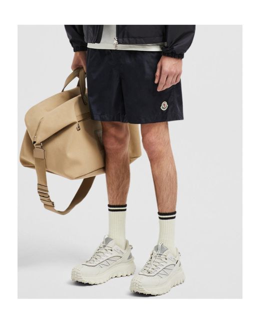 Moncler Black Logo Patch Drawstring Swim Shorts for men