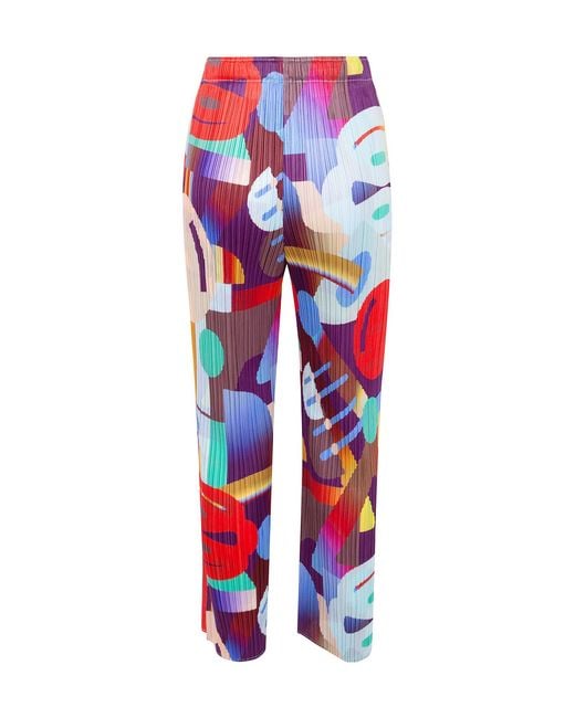 Pleats Please Issey Miyake Red Pleats Please Issey Miyake Playground Pants
