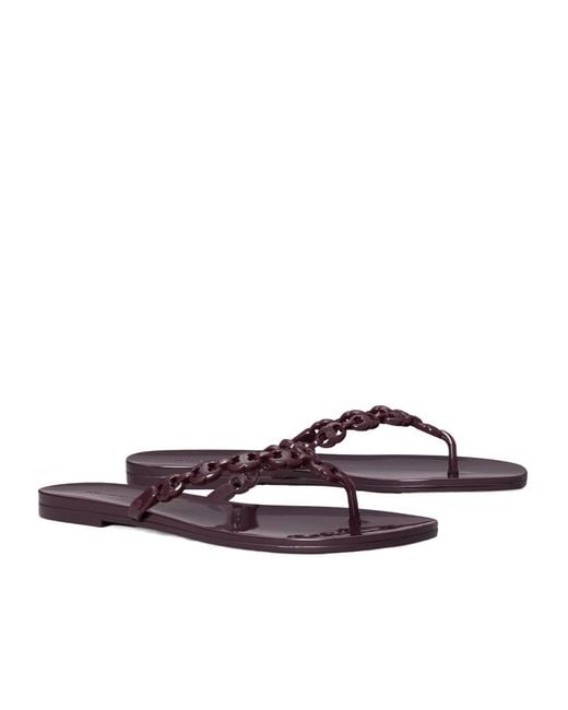 Tory Burch Brown Gemini Link Jelly Flip-Flops