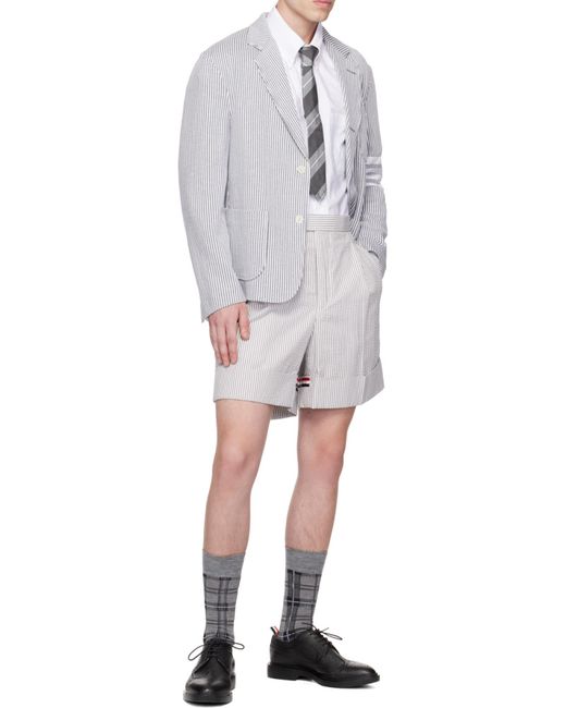 Thom Browne Gray 4-Bar Striped Single-Breasted Blazer for men