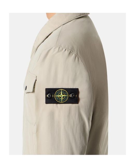 Stone Island Natural Quilted Button-Up Jacket for men