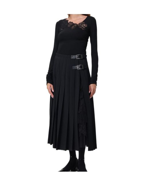 Ermanno Scervino Black Pleated Midi Skirt