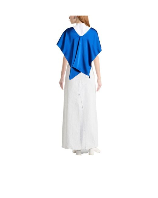 Weekend by Maxmara Blue Solid-Color Satin Shawl