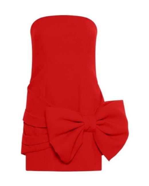 Marella Red Bow-Detail Envers Satin Bustier Dress