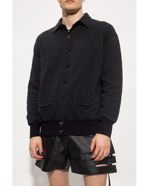 Maison Margiela Blue Logo-Patch Cotton Shirt Jacket for men
