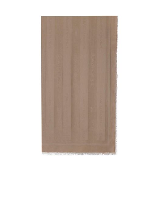 Elisabetta Franchi Brown Frayed Edge Detail Scarf