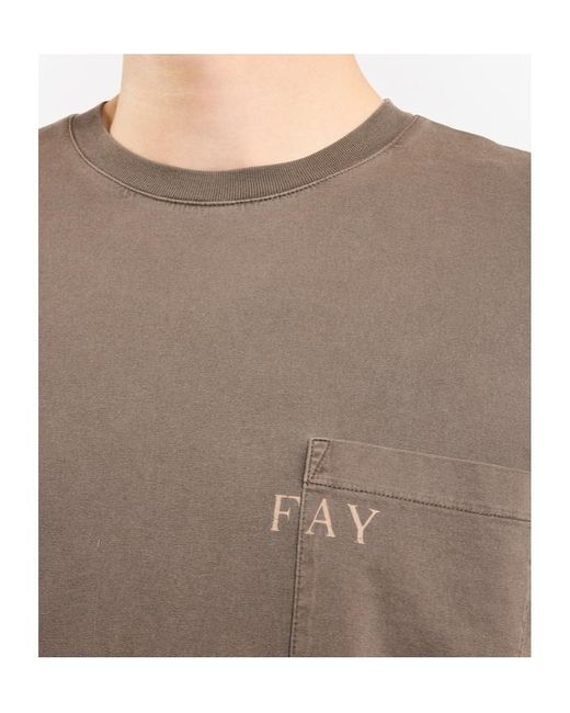 Fay Brown Pocket Crew Neck T-Shirt for men