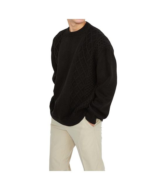 FAMILY FIRST Black Round-Neck And Long-Sleeved Sweater for men
