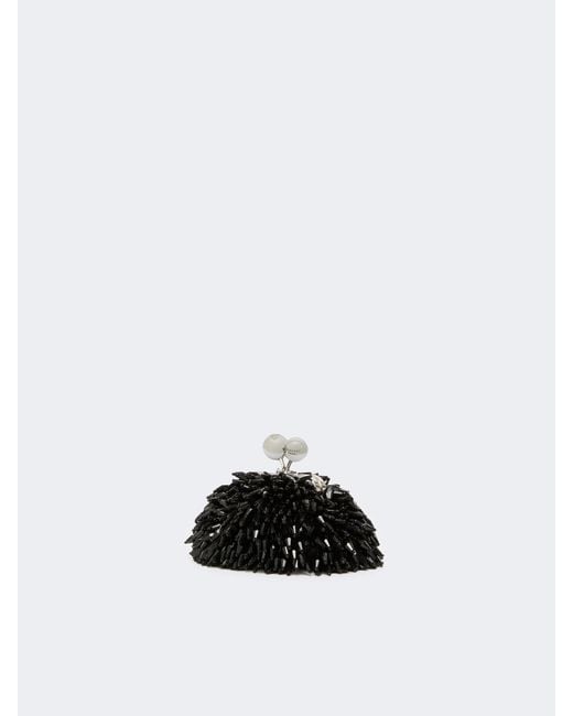 Weekend by Maxmara Black Wkaalfio Beaded Clutch Bag