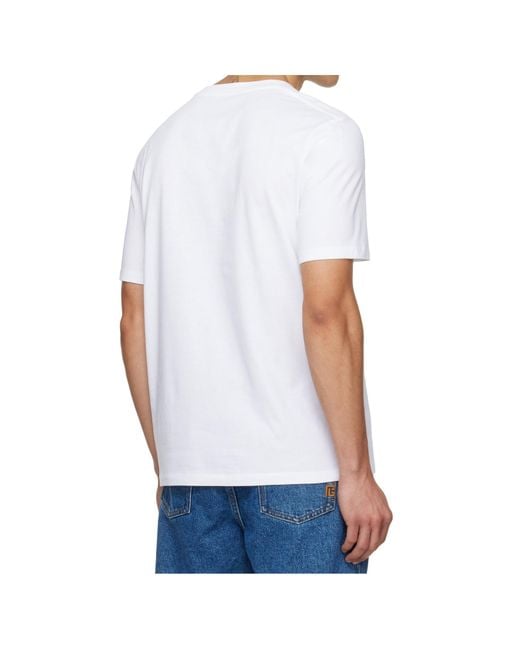 Balmain White Logo Printed Crewneck T-Shirt for men