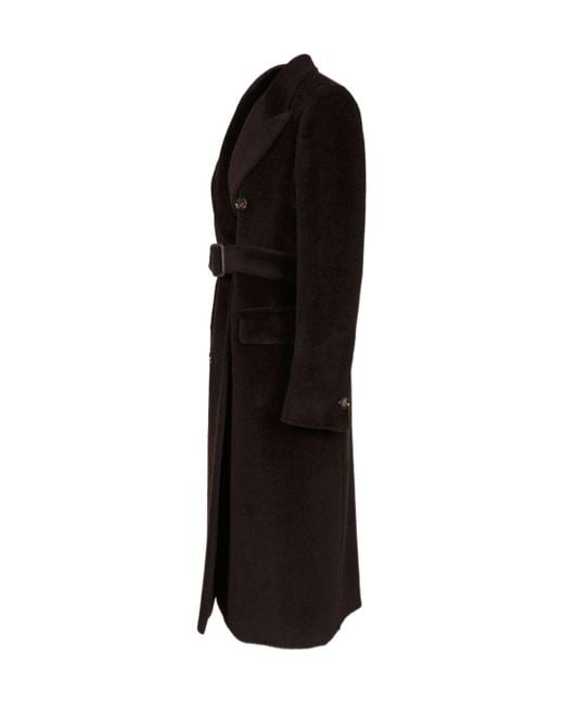 Tagliatore Black Double-Breasted Belted Coat