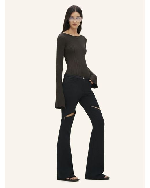 Courreges Black Leg Trim Zipper Casual Pants