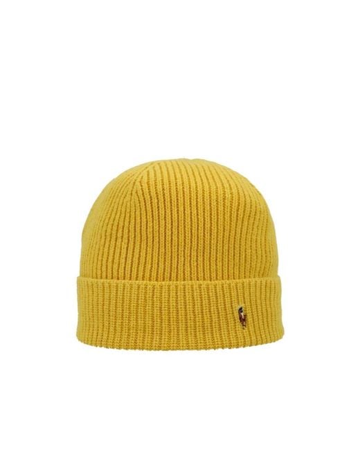 Polo Ralph Lauren Yellow Ribbed Beanie for men