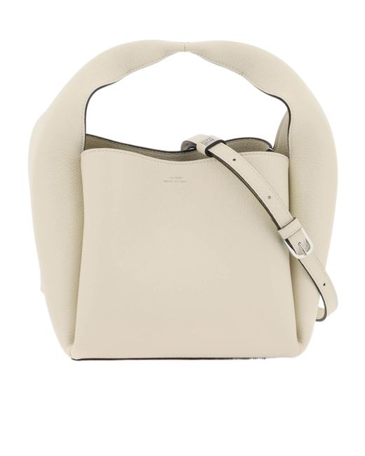 Totême  White Totême Logo Printed Single-Compartment Top Handle Bag