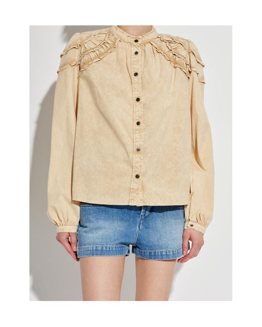 Isabel Marant Natural Ruffled Cotton Shirt