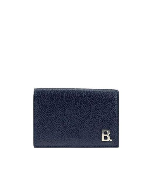 Balenciaga Blue Mini B Leather Wallet for men