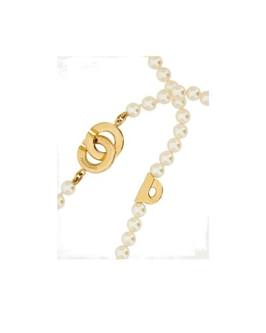 Ferragamo Metallic Ferragamo Double Strand Embellished Necklace