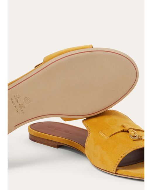 Loro Piana Yellow Round Head Slippers