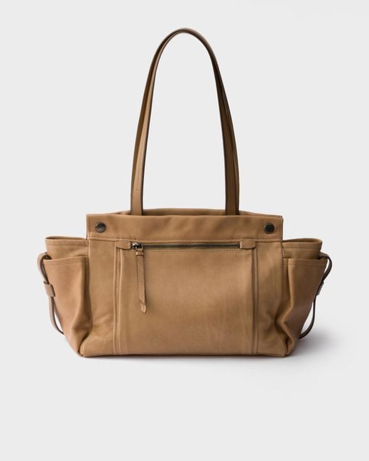 Prada Brown Route Large Leather Tote Bag