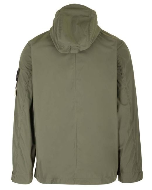 Stone Island Green Logo Patch Hooded Jacket for men