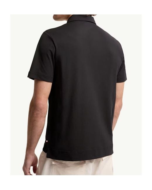 Moncler Black Grenoble Logo-Patch Short-Sleeved Polo Shirt for men