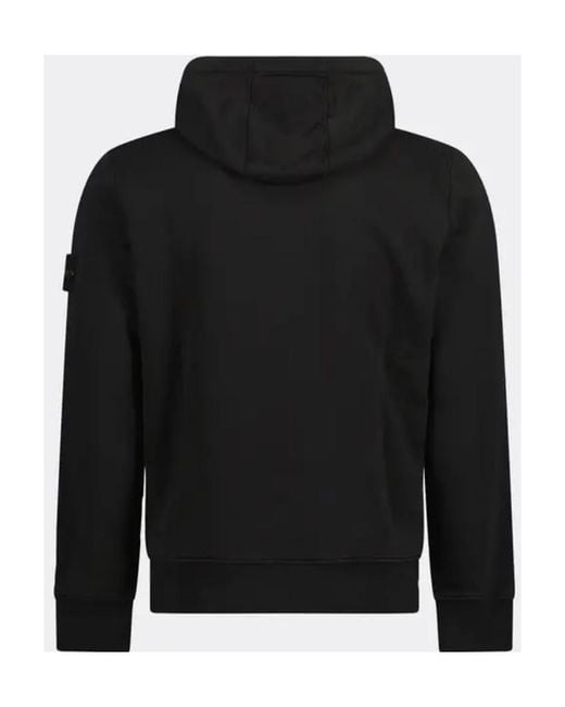 Stone Island Black Logo Patch Drawstring Hoodie for men
