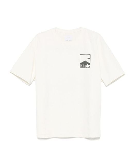Rhude White Logo Graphic T-Shirt for men
