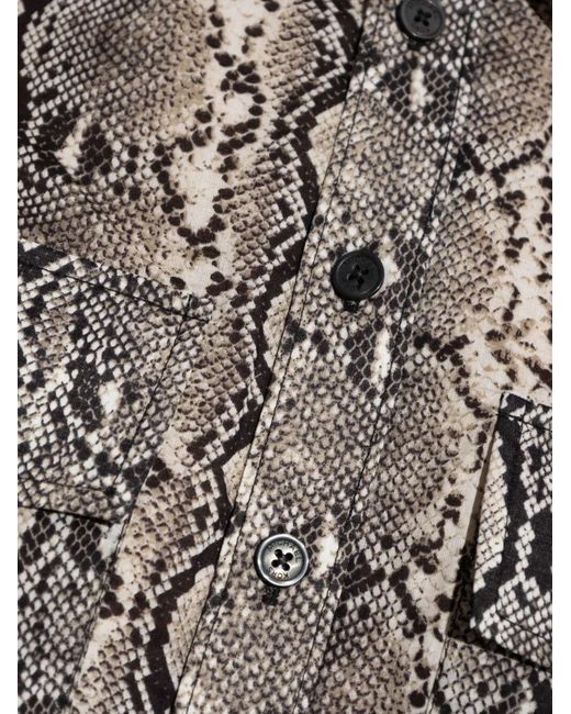 MICHAEL Michael Kors Gray Long Sleeve Oversized Snake Shirt