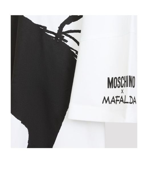 Moschino White Graphic Printed T-Shirt Dress